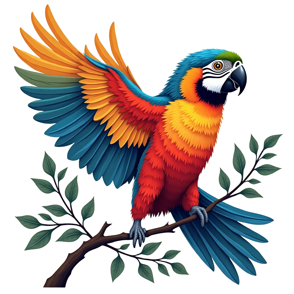 Colorful Parrot on a Branch